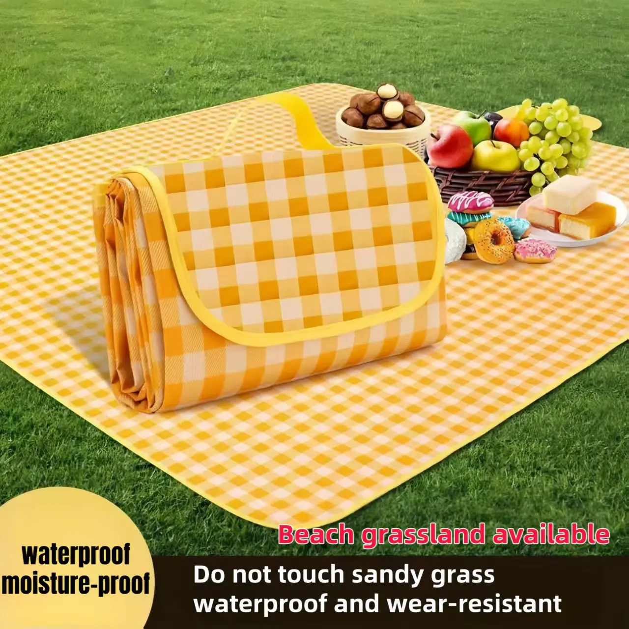 Outdoor Camping Rug Waterproof - Lightweight Quick Drying Beach Blanket Picnic