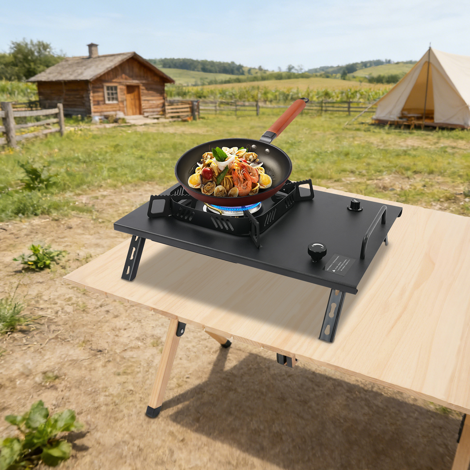 Outdoor Camp - Black Outdoor Gas Stove, Foldable Camping