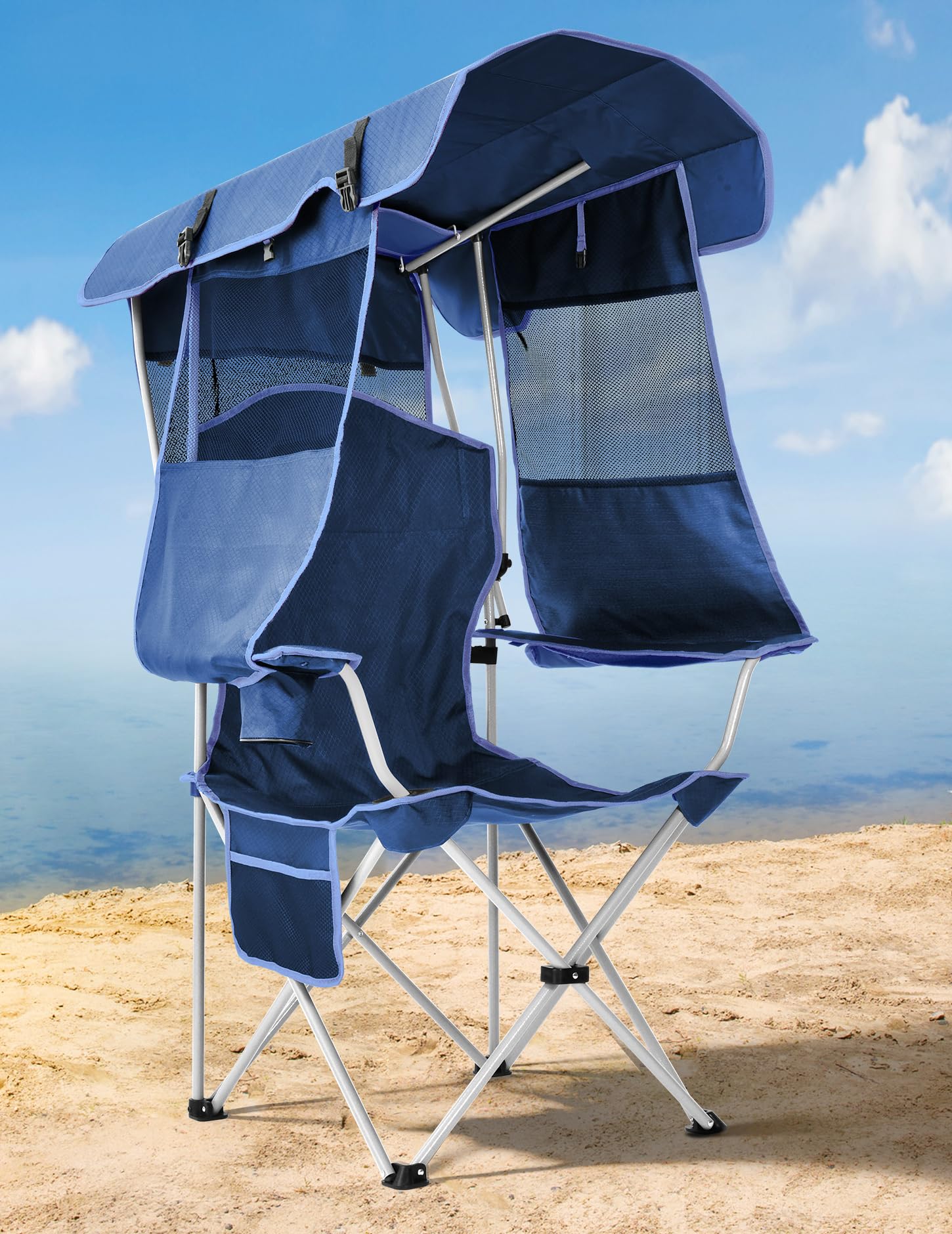Outdoor Camping Table And Chairs - Folding Camping Chair with Shade Canopy