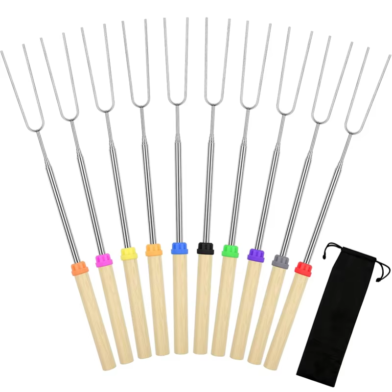 Outdoor Camping Fire Pit - Marshmallow Roasting Sticks Extendable 32in Long