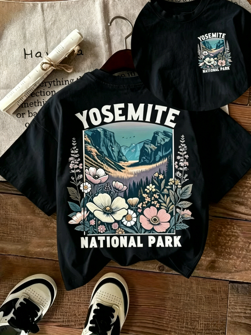 Outdoor Camping Yosemite - Yosemite National Park Wildflower Mountain Graphic