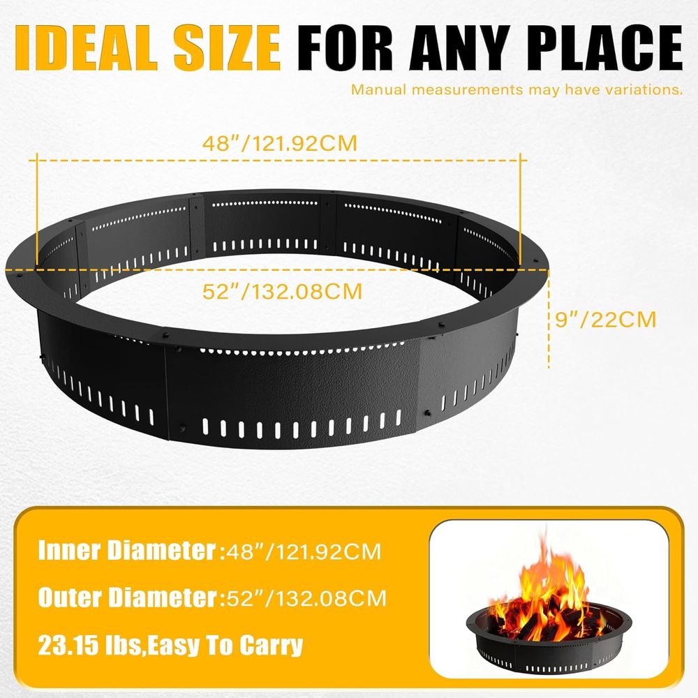 48-Inch Outdoor Fire Pit Liner - Outdoor Camping Fire Pit บทวิจารณ์และราคา