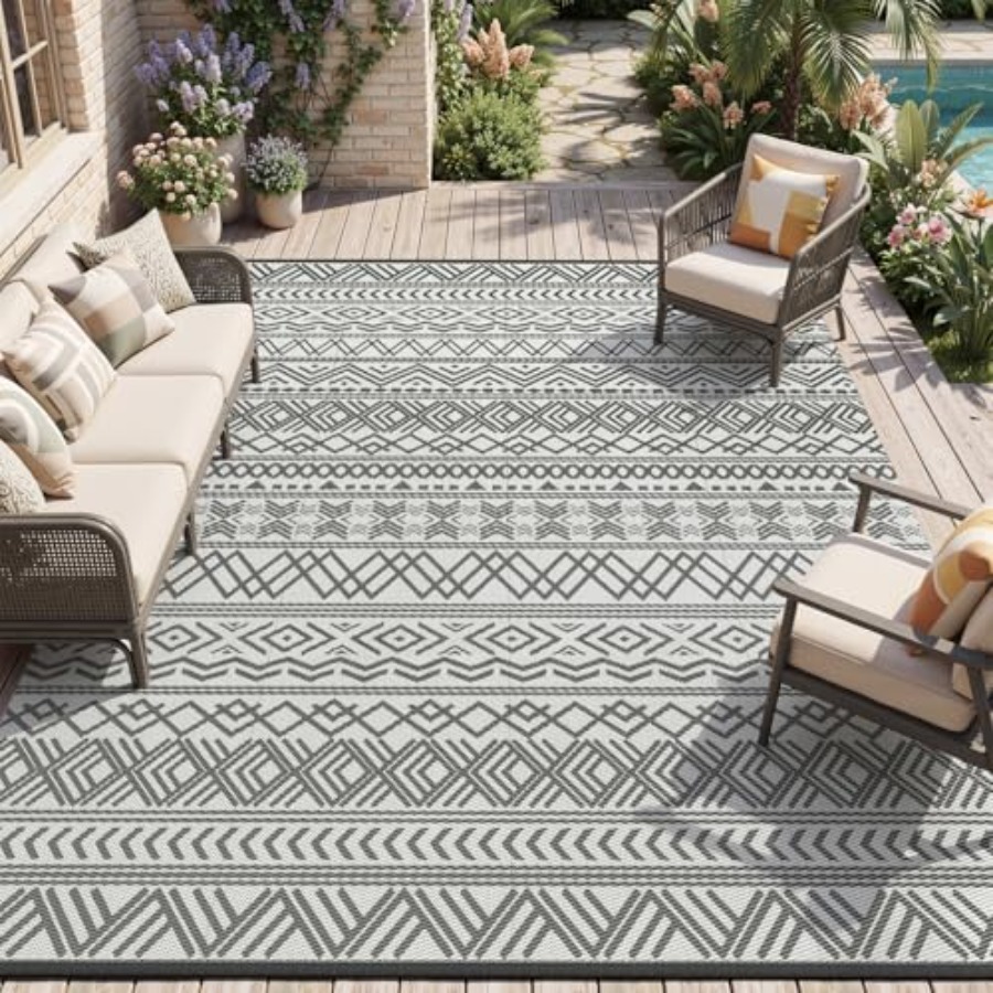 Outdoor patio rug for RV campi - Outdoor Camping Rugs 9X18 บทวิจารณ์และราคา