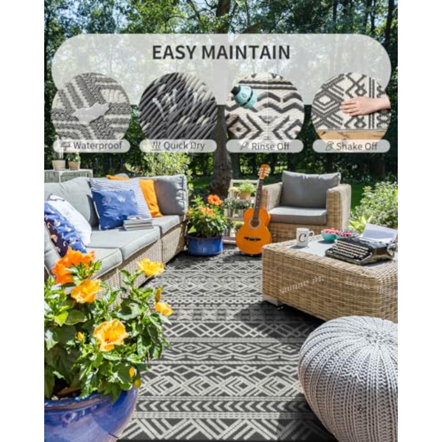 Outdoor patio rug for RV campi - Outdoor Camping Rugs 9X18 บทวิจารณ์และราคา