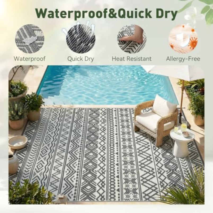 Outdoor patio rug for RV campi - Outdoor Camping Rugs 9X18 บทวิจารณ์และราคา