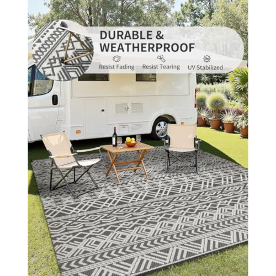 Outdoor patio rug for RV campi - Outdoor Camping Rugs 9X18 บทวิจารณ์และราคา