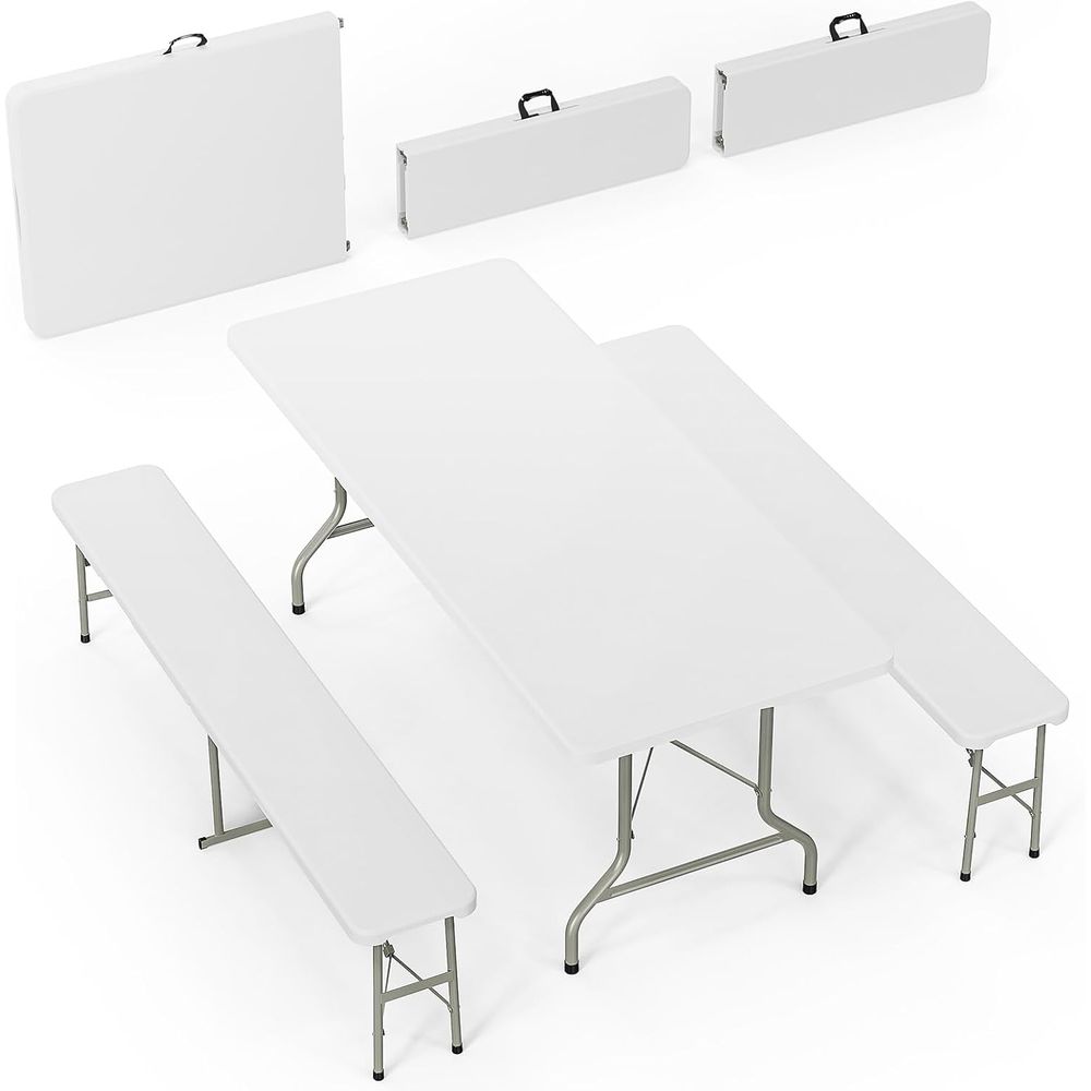 White olding Picnic Table Set  - Camping Outdoor Or Indoor บทวิจารณ์และราคา