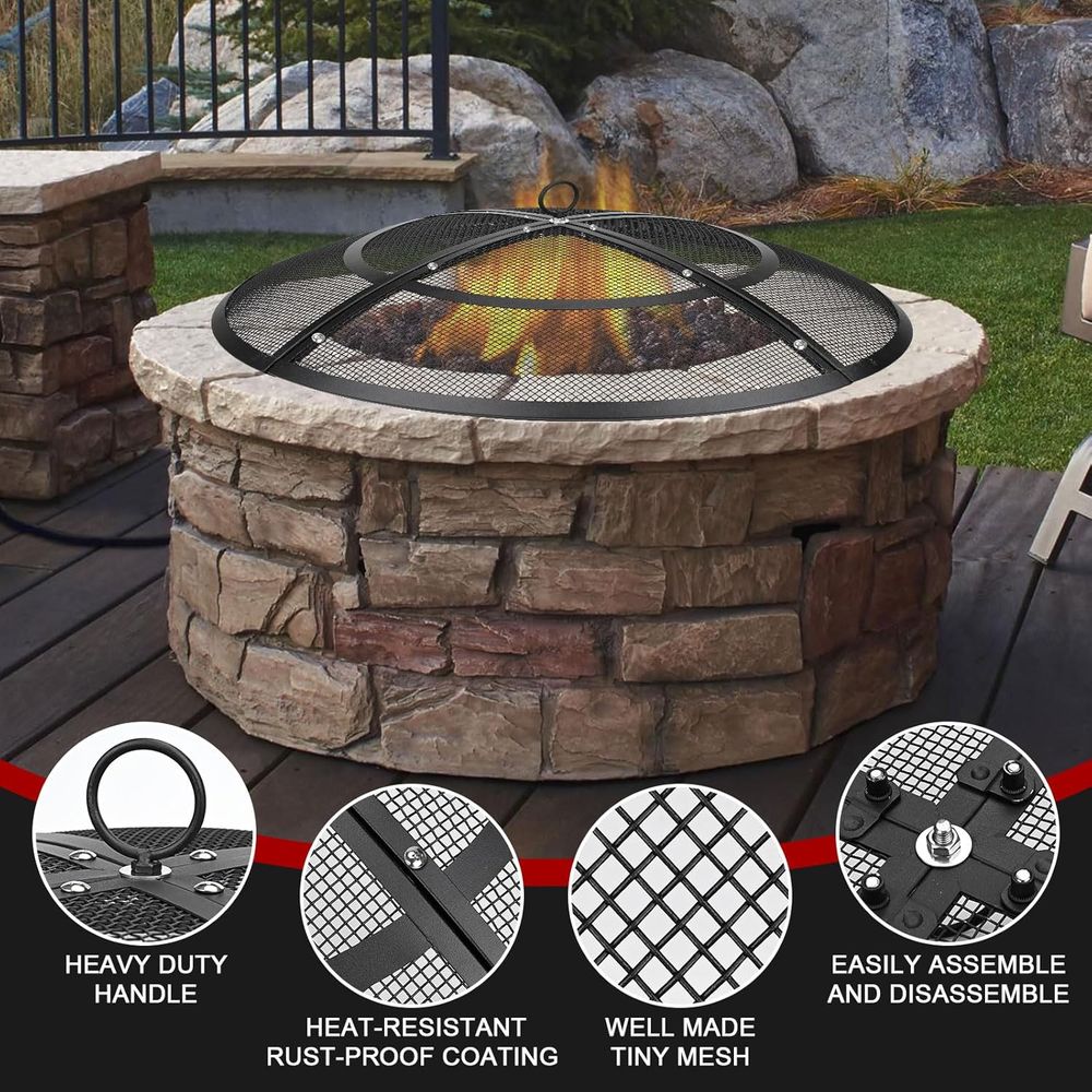 36 Inch Round Mesh Fire Pit Sc - Outdoor Camping Fire Pit บทวิจารณ์และราคา