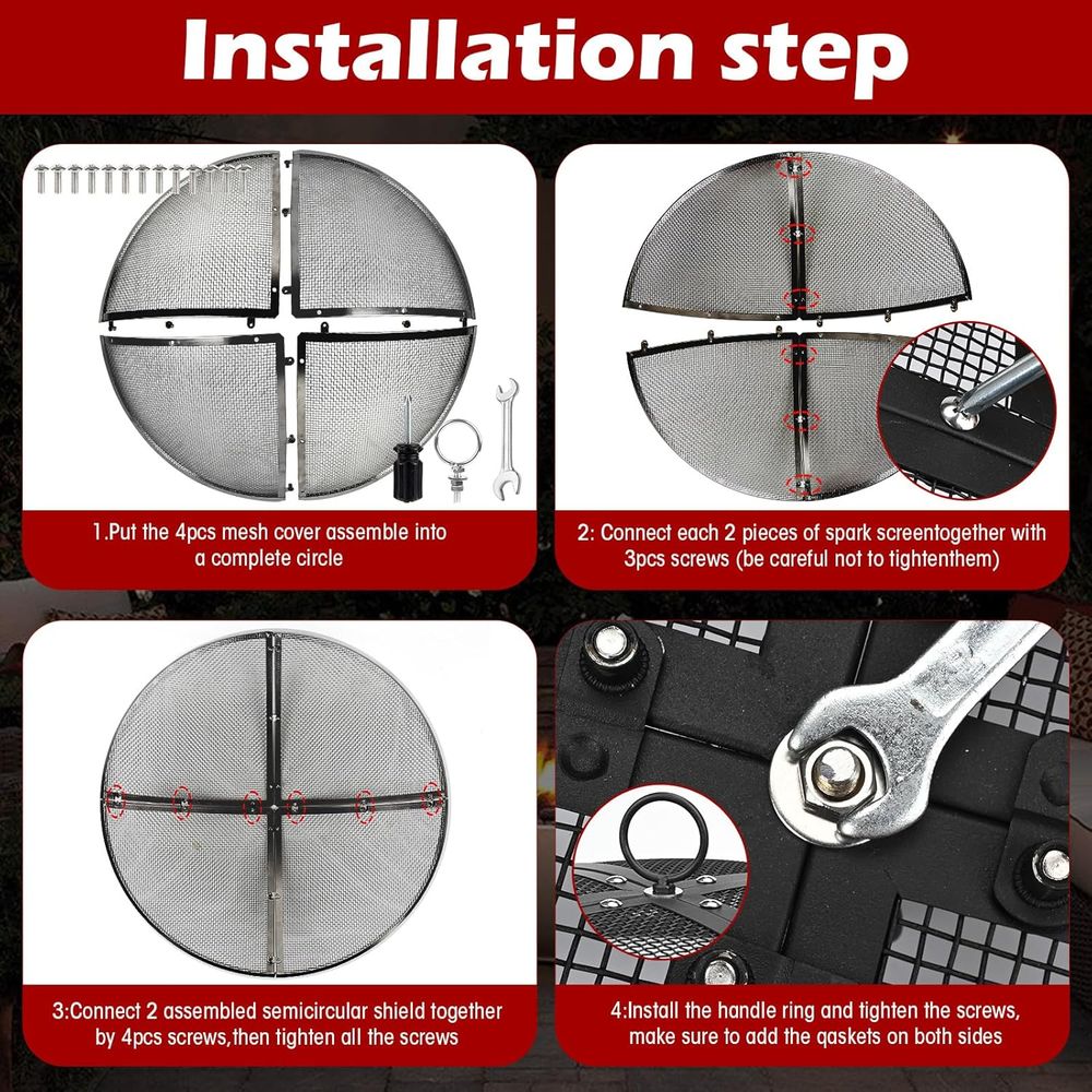 36 Inch Round Mesh Fire Pit Sc - Outdoor Camping Fire Pit บทวิจารณ์และราคา