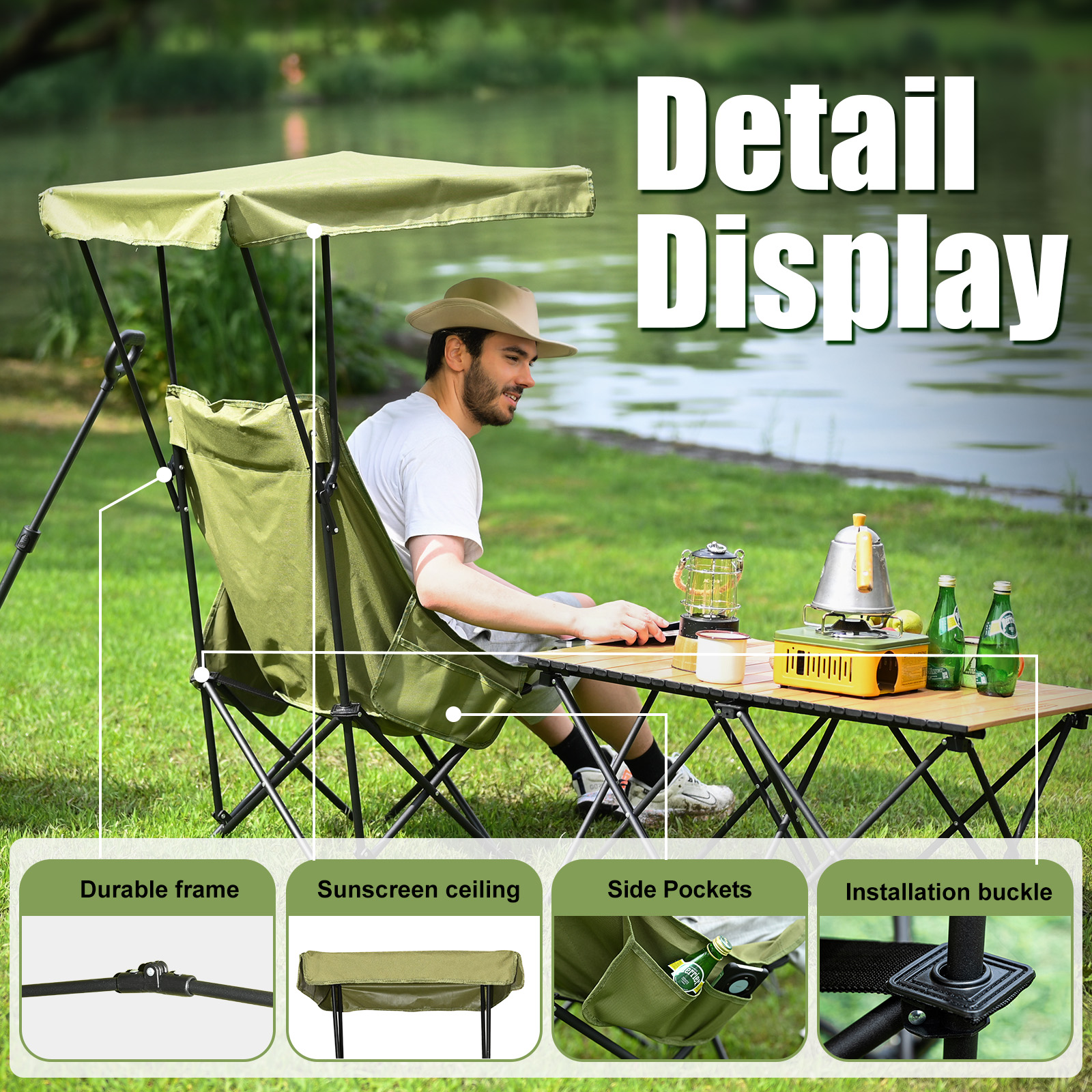 YOUNG WOOD Portable Camping Ch - Outdoor Camping Table And Chairs บทวิจารณ์และราคา