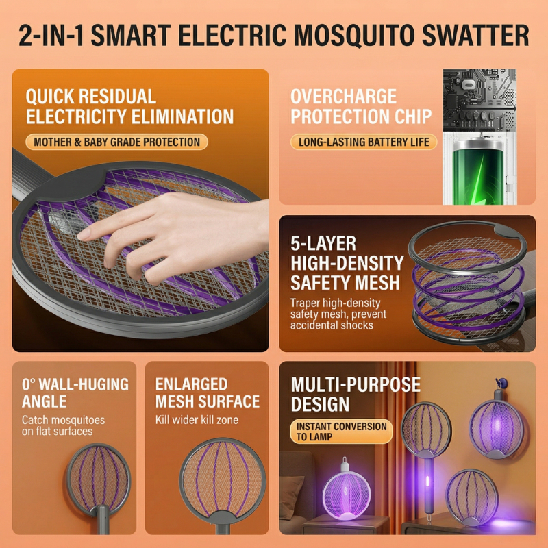 Electric Mosquito Swatter Fold - Outdoor Camping Bug Zapper บทวิจารณ์และราคา