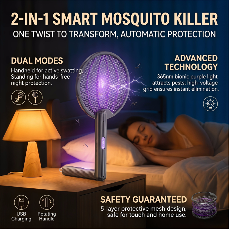 Electric Mosquito Swatter Fold - Outdoor Camping Bug Zapper บทวิจารณ์และราคา