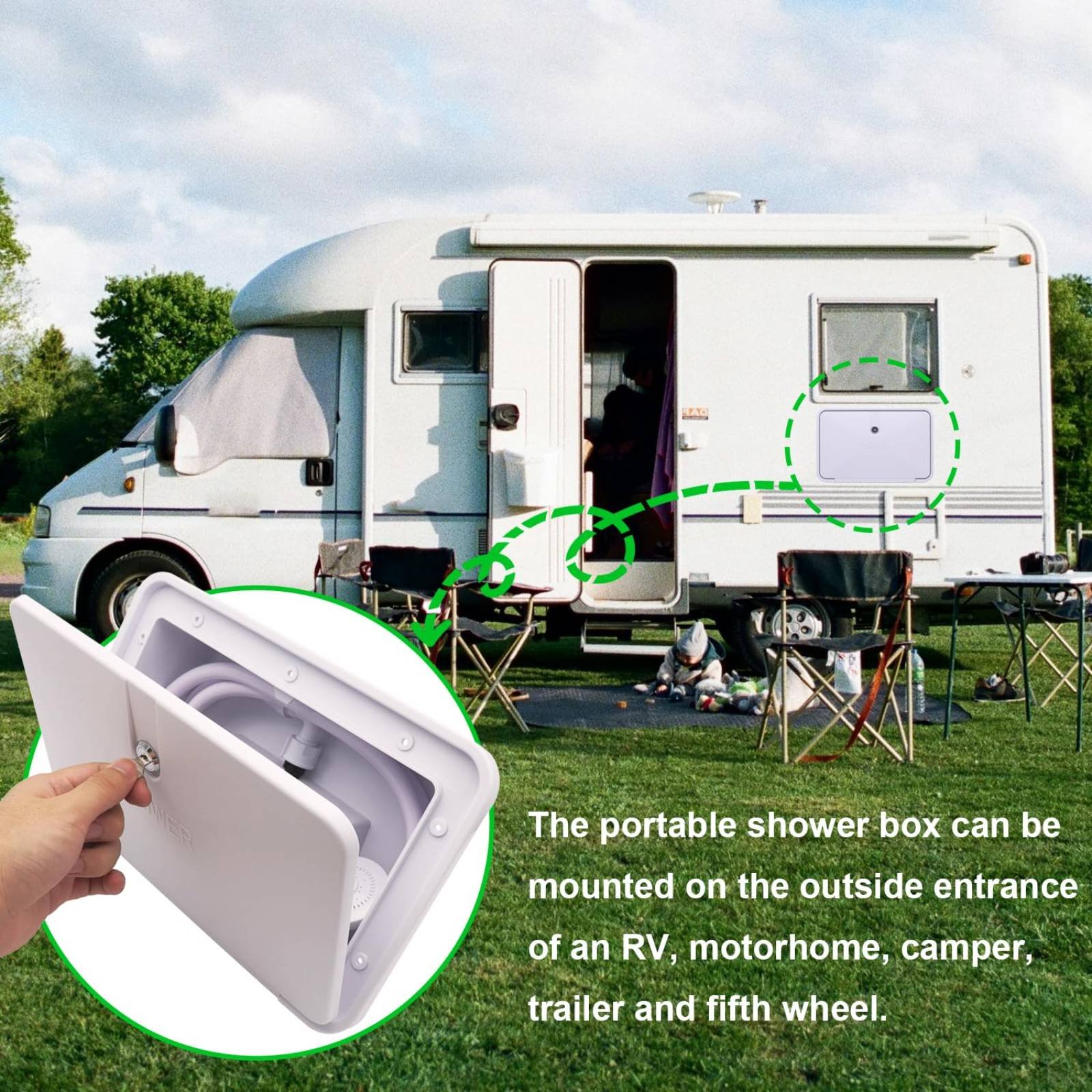 RV Exterior Shower Box Compact - Outdoor Camping Kit บทวิจารณ์และราคา