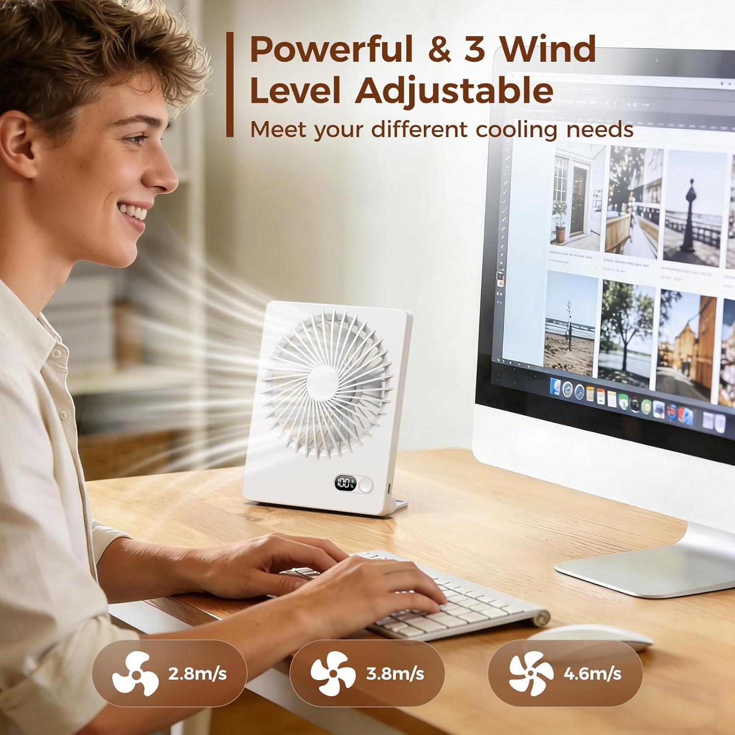 Rechargeable Desk Fan, 180° Ti - Camping Quiet บทวิจารณ์และราคา