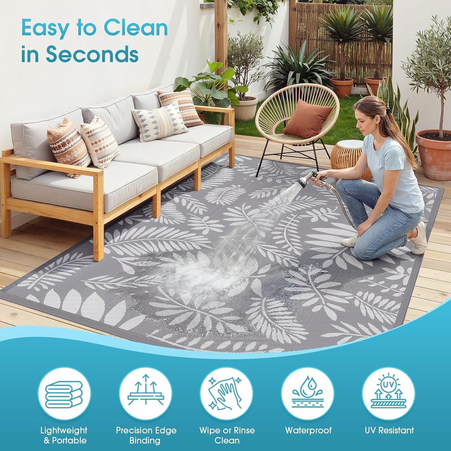 5x8 ft Outdoor Waterproof Reve - Outdoor Camping Rug Waterproof บทวิจารณ์และราคา