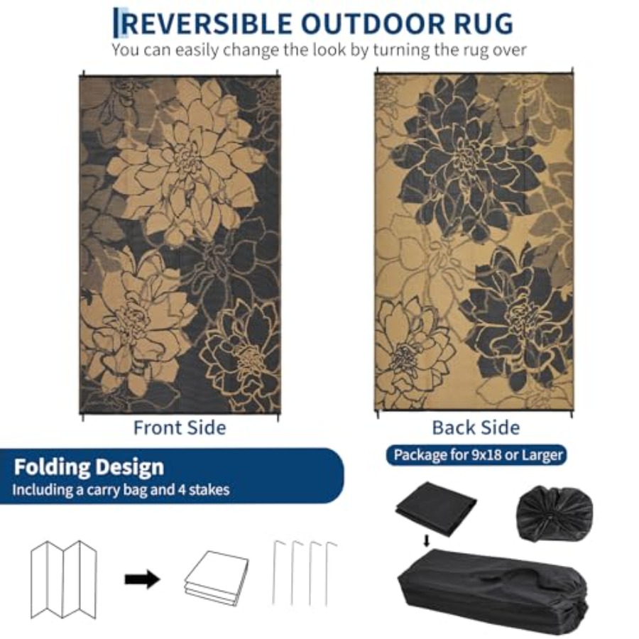 Outdoor Patio Rug 9x18 Waterpr - Outdoor Camping Rugs 9X18 บทวิจารณ์และราคา