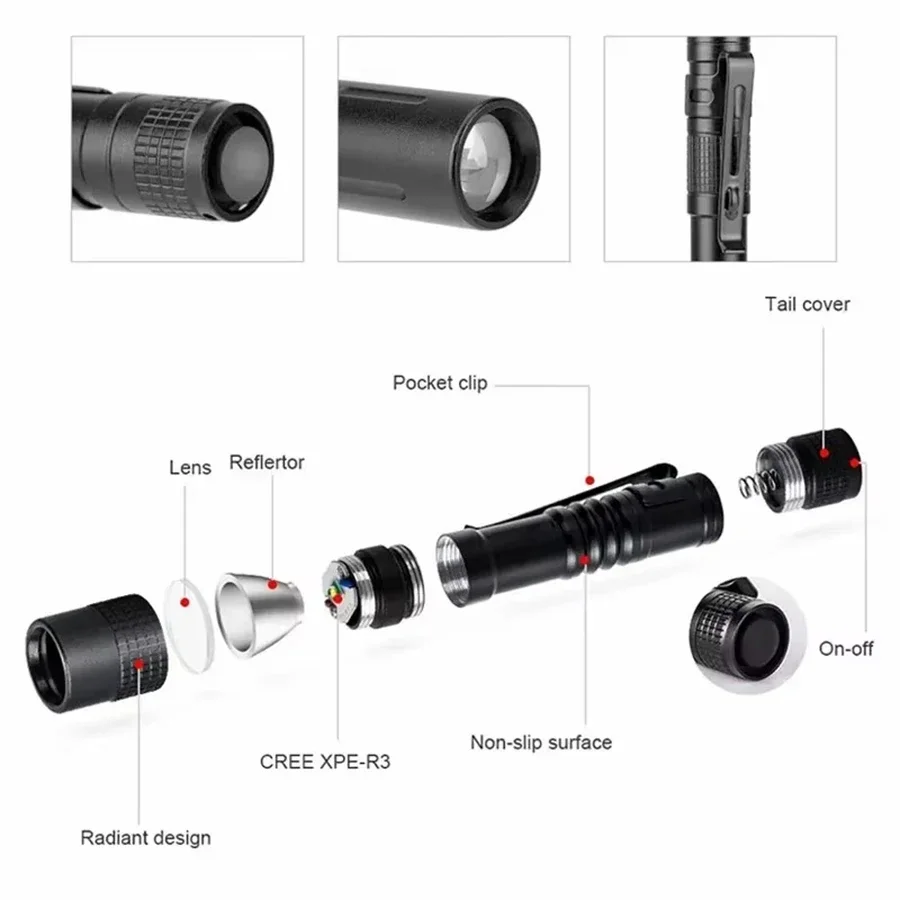 1-4PCS Mini Portable LED Pen L - Outdoor Camping Decor บทวิจารณ์และราคา
