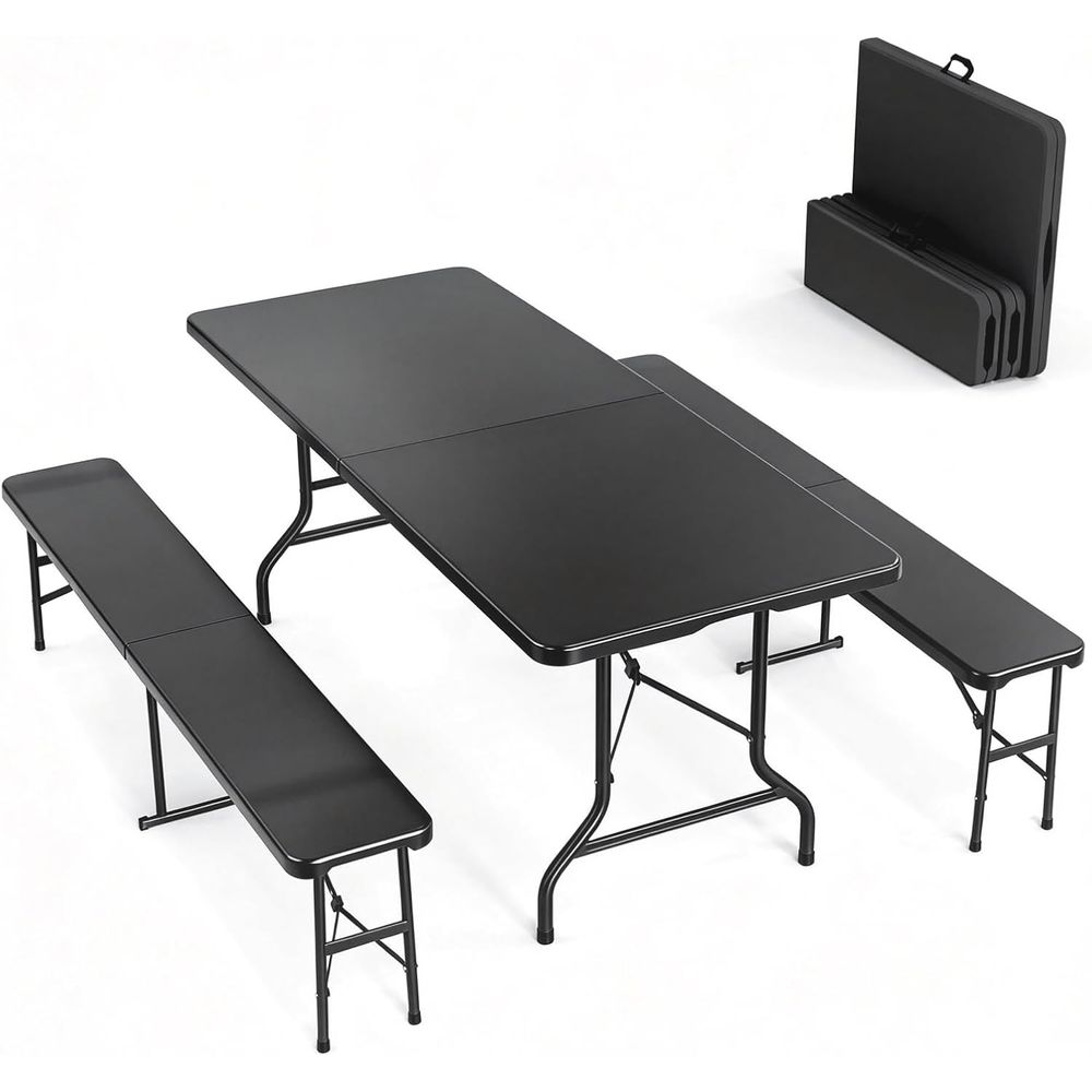 Picnic Table Set with 2 Benche - Camping Outdoor Or Indoor บทวิจารณ์และราคา