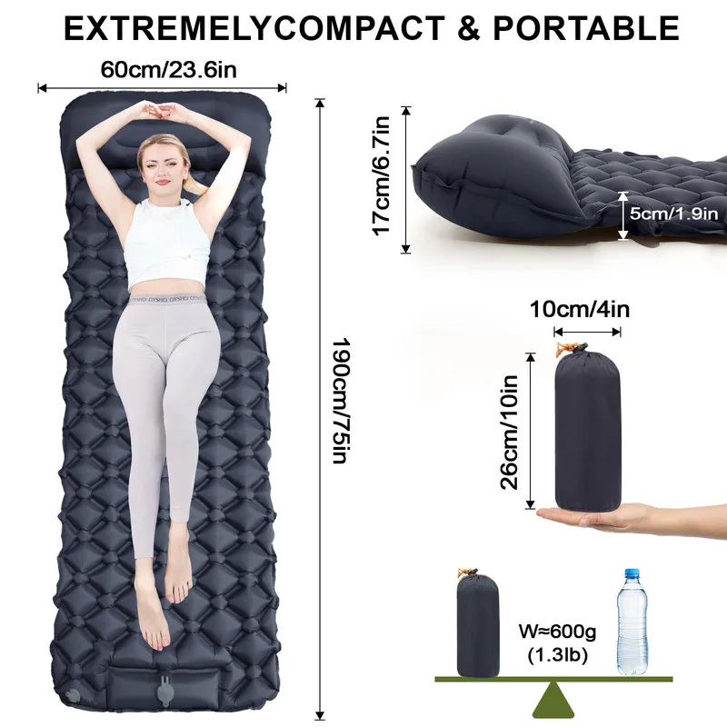 Ultralight Inflatable Sleeping - Camp Pillow Compressible บทวิจารณ์และราคา