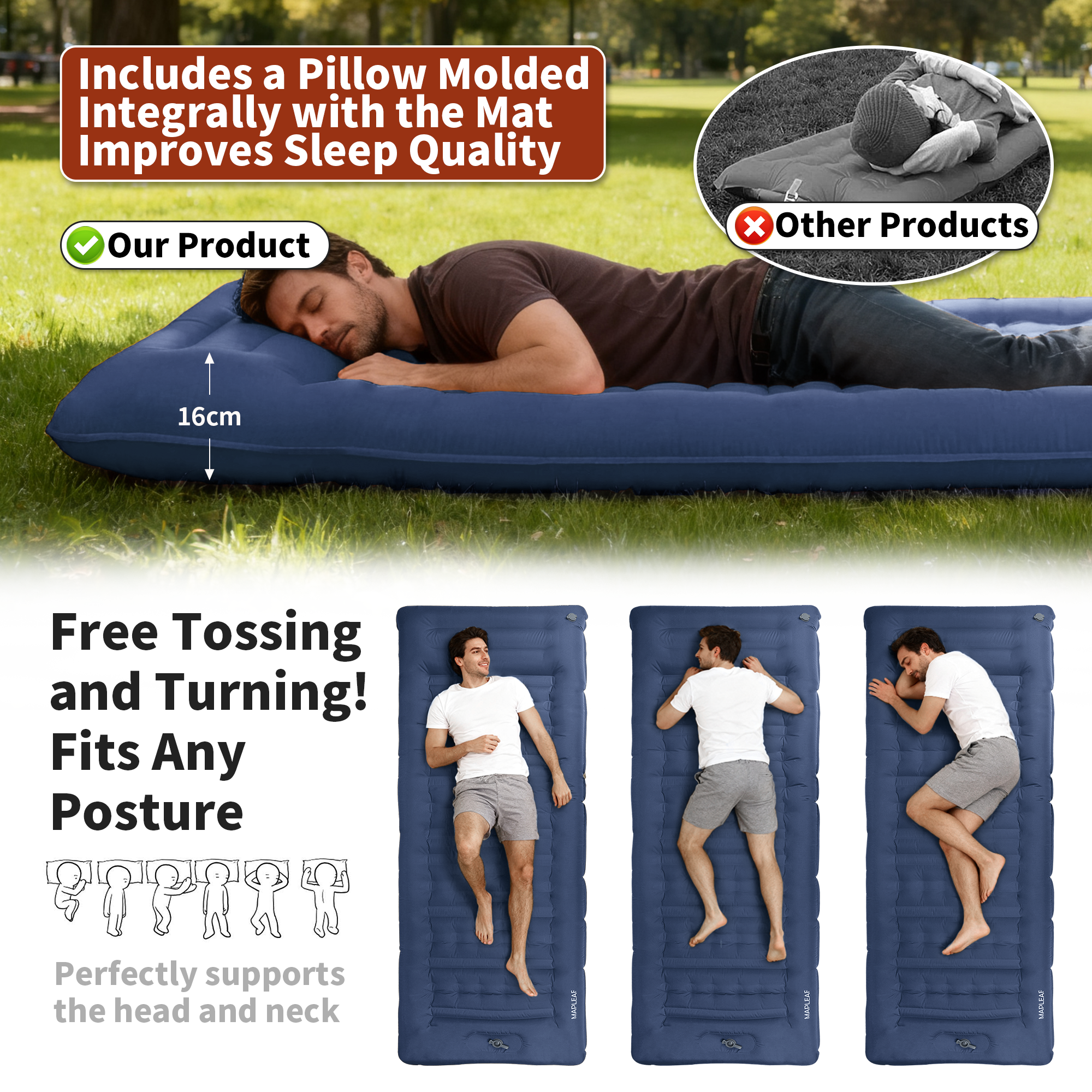 MAPLEAF 12cm Air Mattress Camp - Outdoor Camping Rug Waterproof บทวิจารณ์และราคา