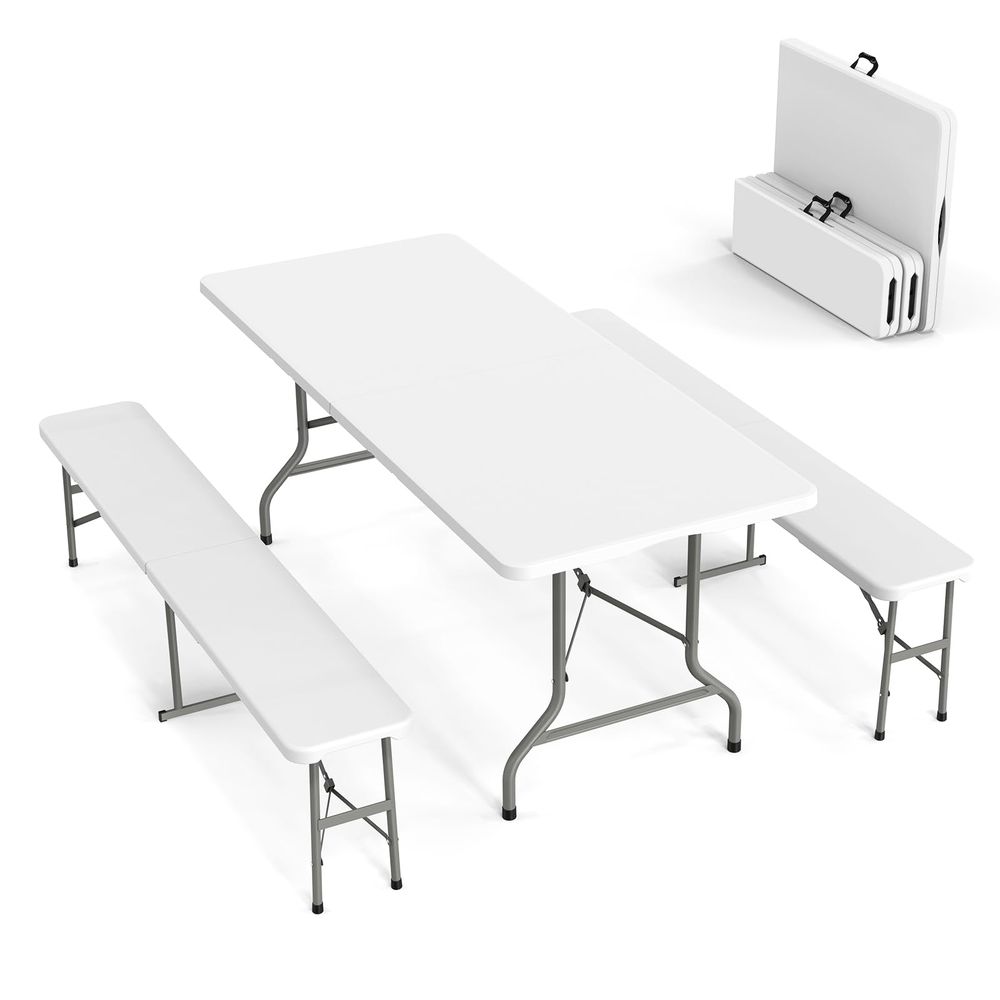 Picnic Table Set with 2 Benche - Camping Outdoor Or Indoor บทวิจารณ์และราคา
