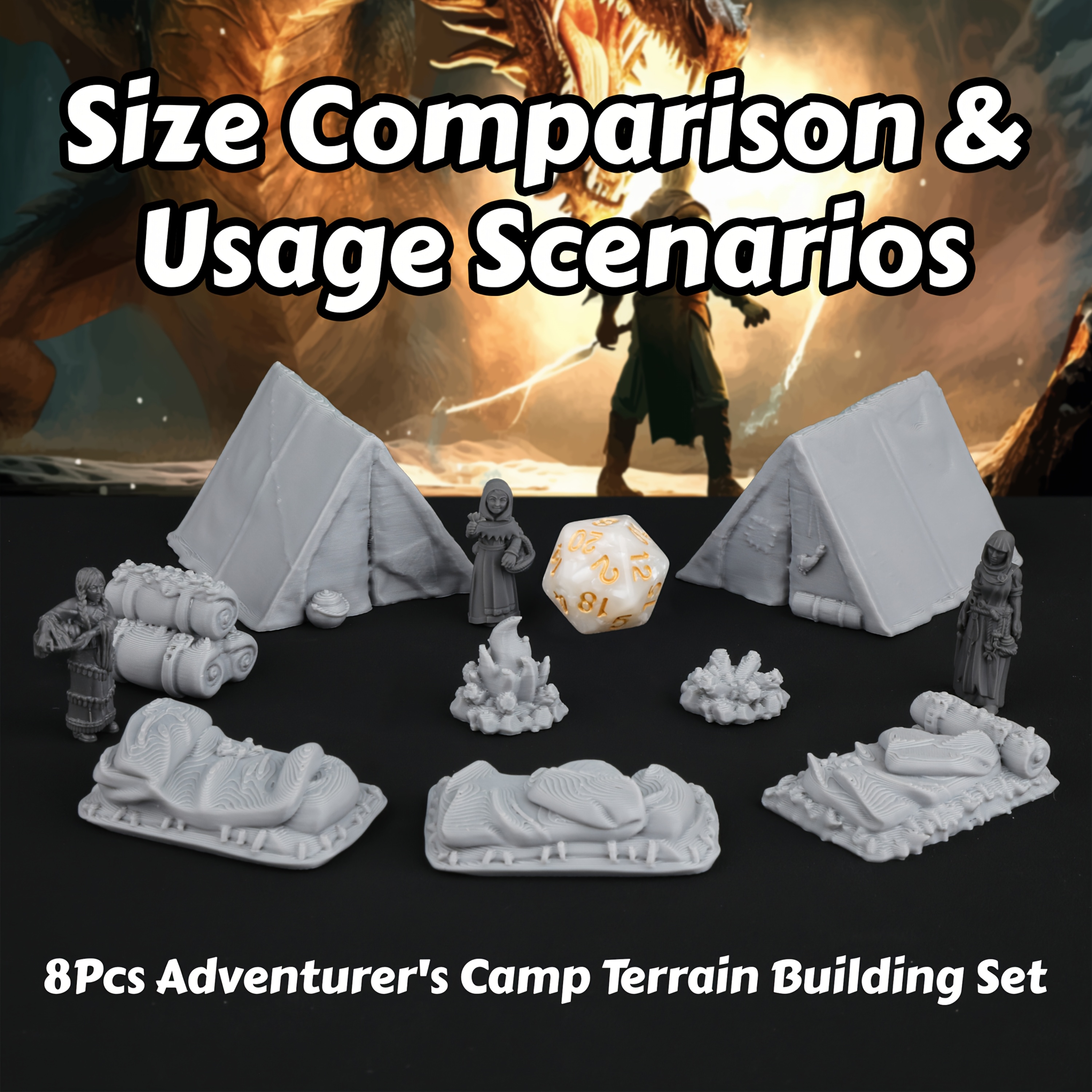 8pcs RPG Adventurer's Camp Min - Outdoor Camping Outfit บทวิจารณ์และราคา
