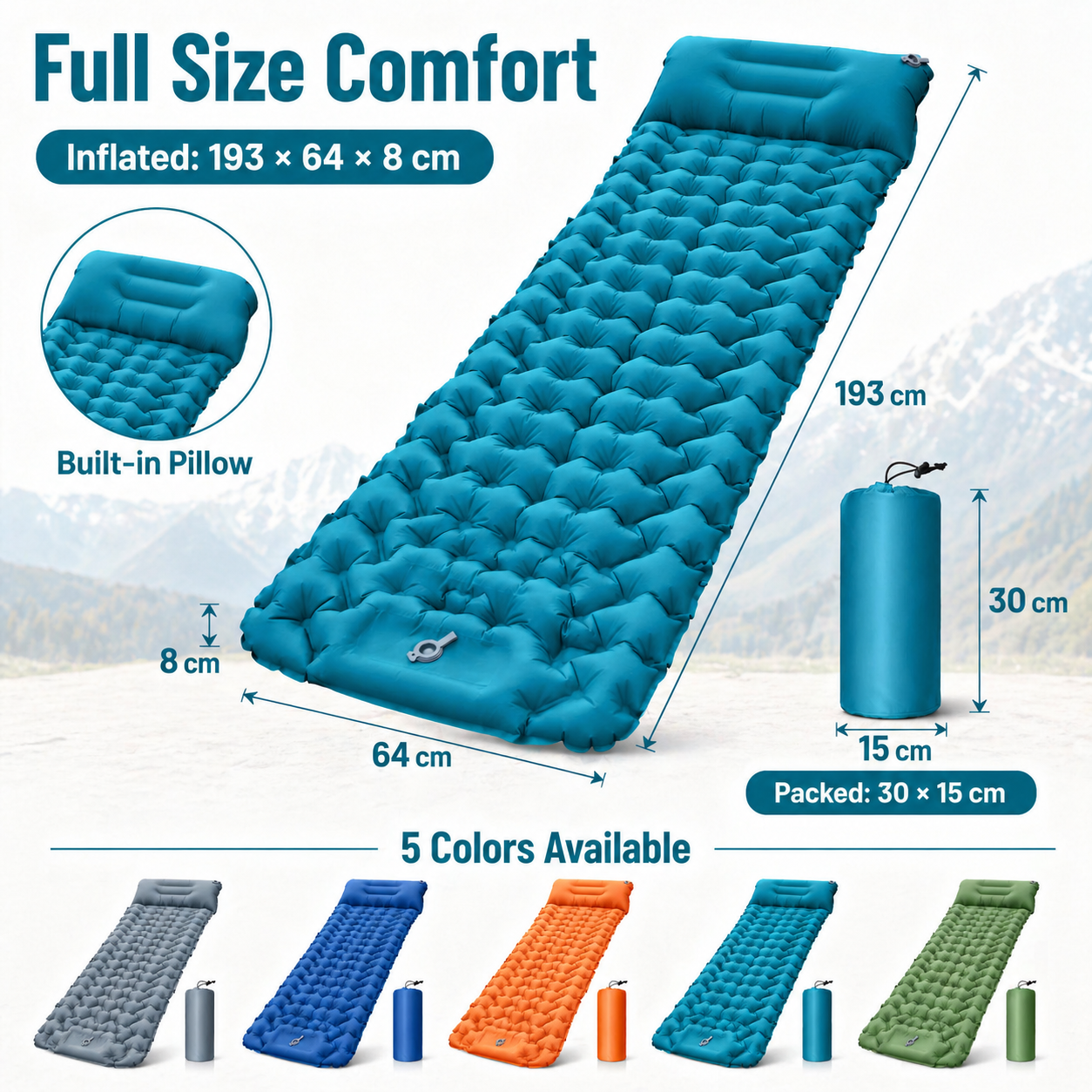 Ultralight Inflatable Camping  - Camp Pillow Compressible บทวิจารณ์และราคา