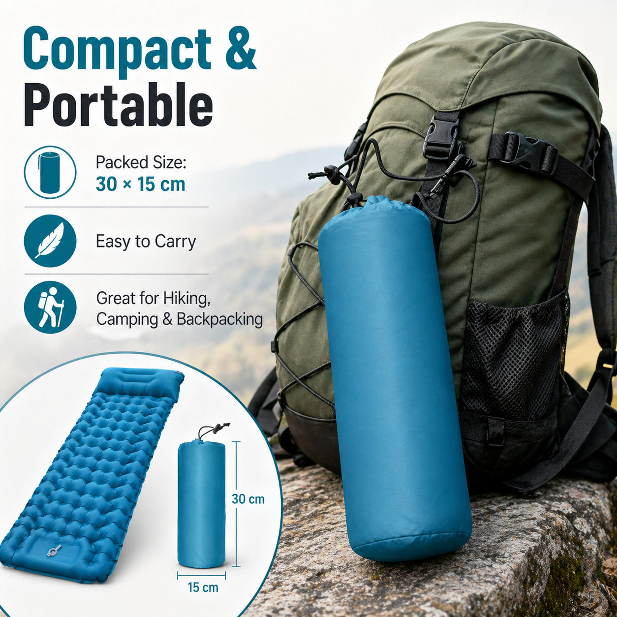 Ultralight Inflatable Camping  - Camp Pillow Compressible บทวิจารณ์และราคา