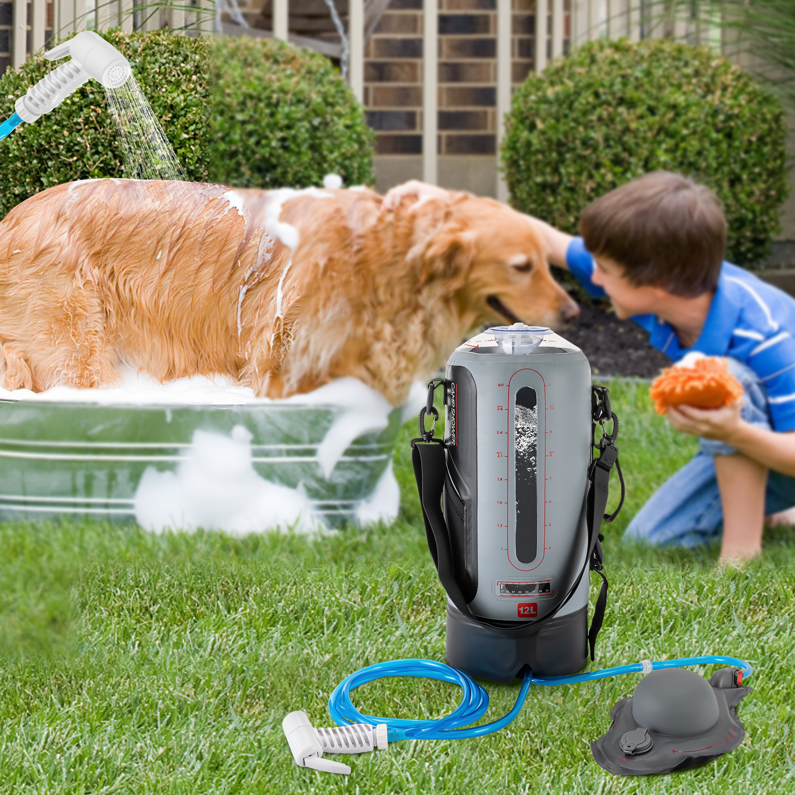 12L Portable Pressure Camp Sho - Outdoor Camping Hot Water Shower บทวิจารณ์และราคา