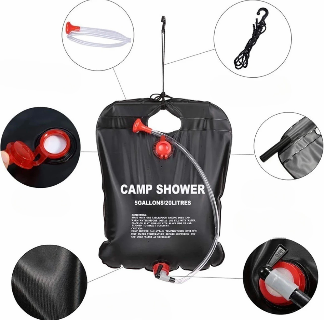 20/40L Camping foldable Solar  - Outdoor Camping Hot Water Shower บทวิจารณ์และราคา